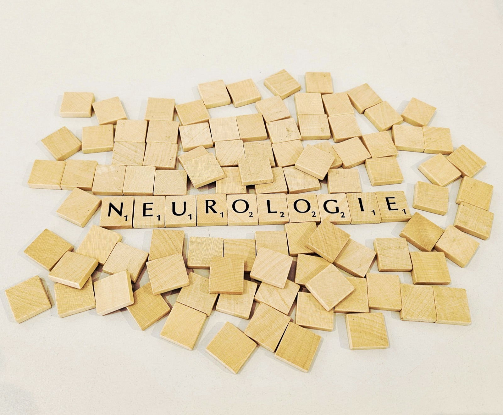 Neurologie – Schriftzug aus Buchstabensteinen